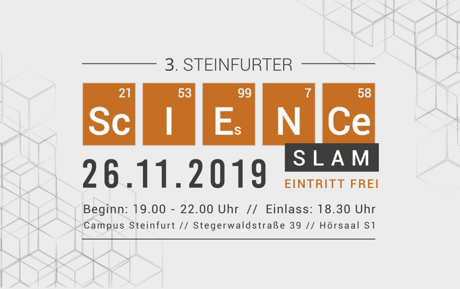 Am Dienstag startet eine neue Ausgabe unseres Science Slams in Steinfurt. (Grafik: AStA)